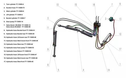 Bronco Hydraulslang Skopa Bakre 77-13000 - Arbetsmaskinernas reservdelar - 77-13000-50 - 1