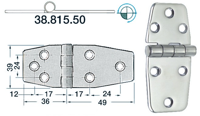 S.S hinge - Däcksbeslag och tillbehör - M38-815-50 - 1