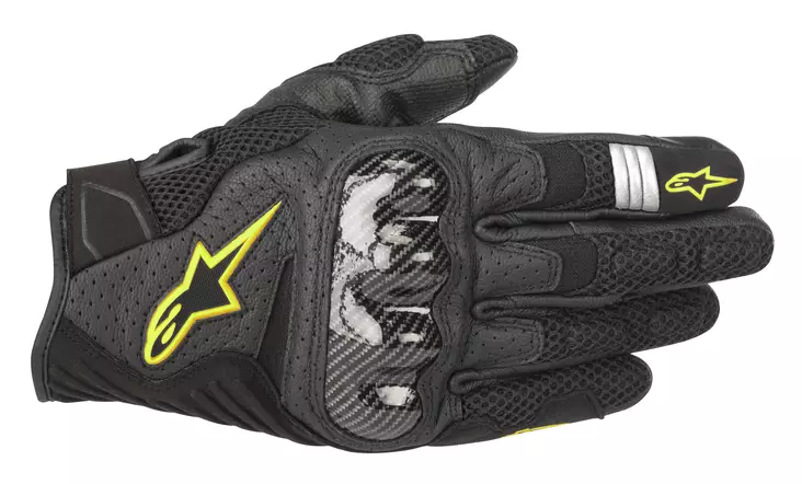 MC handskar Alpinestars SMX-1 Air v2, svart/gul - MC handskar - D238650 - 1