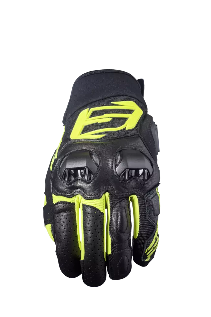 Five Skinnhandske SF3, svart/fluo gul XS - MC handskar - 661-8003-0 - 1