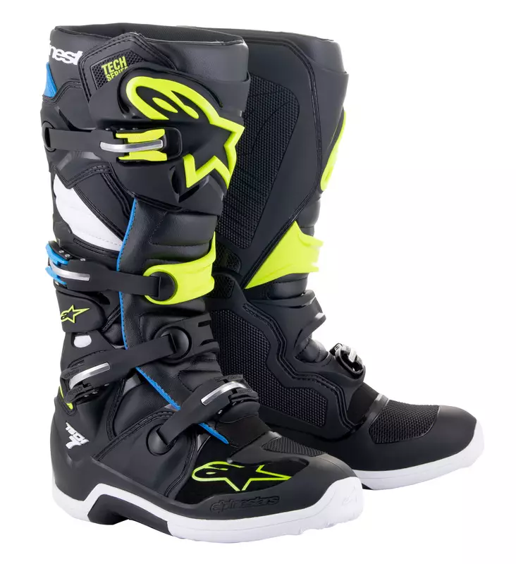 MC-Stövlar Alpinestars Tech 7, svart/blå/gul fluo - Crosstövlar - D438410 - 1
