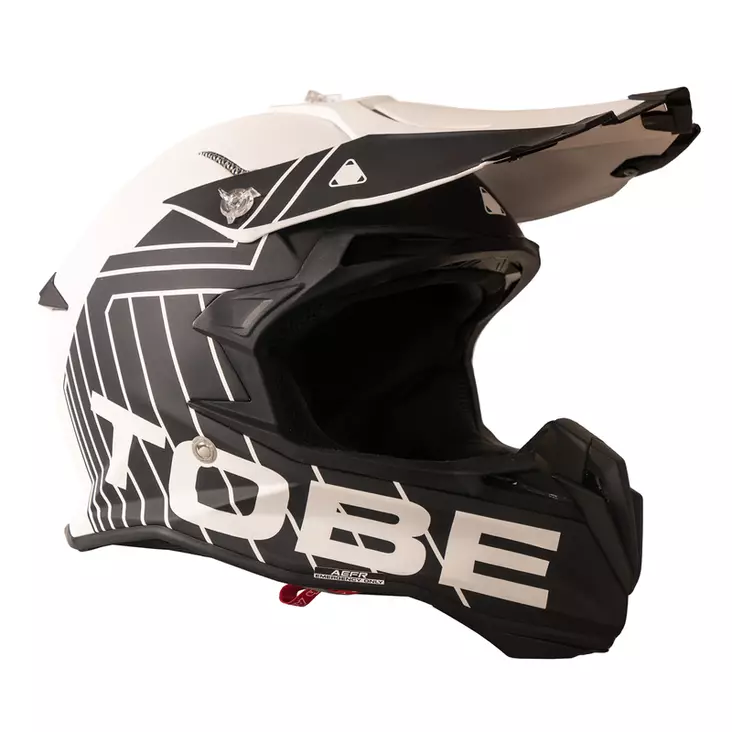 Crosshjälm Tobe Terminator Stripe, vit/svart - Crosshjälmar - 632-6120-502-0 - 1