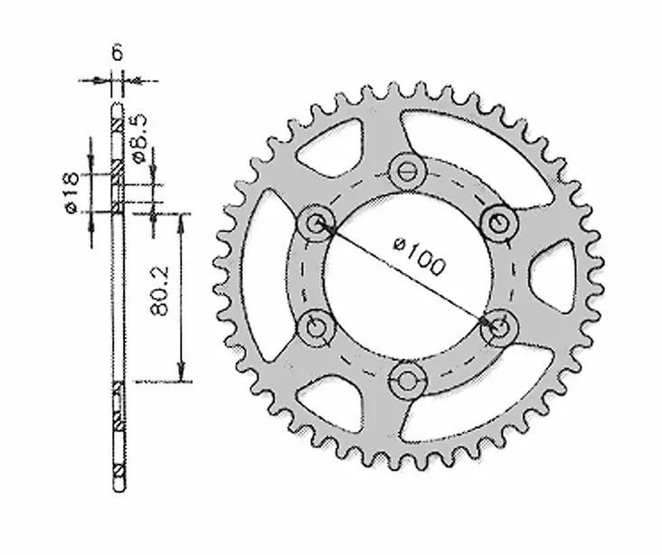 Forte Bakdrev, 48 tänder (420), Ø80mm, Rieju RR, Spike - Bakhjul - 27-73840 - 1