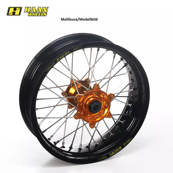 Haan wheel SX&SXF 15- /EXC MODELS 16- 17-3,50 BLACK RIM/ORANGE HUB - Motocross fälgsats - 540-13560-6310 - 1