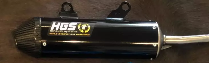 HGS Ljuddämpare Svart med kolfiberända 2T Racing KTM SX250/300 23-,TC250 23- - MC Avgasrör - 46-62-4266-0 - 1