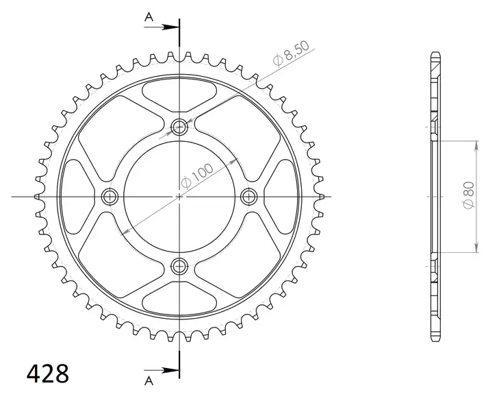 Supersprox / JT Rear sprocket 1204.50 - Motocross bakdrev - 27-2-1204-50 - 1