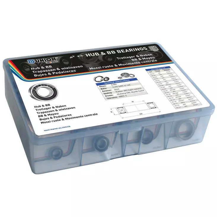 Lagersortiment UNION, nav och vevpartier, 40 st - MC Lager - 436990 - 1