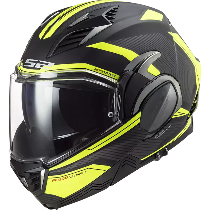LS2 Hjälm FF900 VALIANT II REVO MATT Svart HI-VIS Gul - MC öppningsbara och öppna hjälmar - 636-2013-0 - 1
