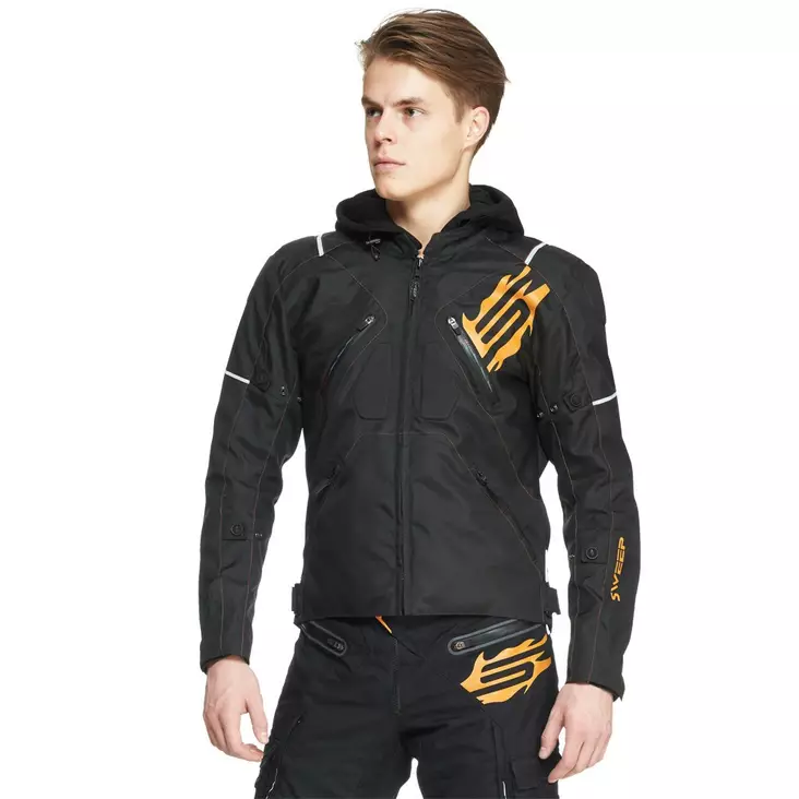 Textiljacka Sweep Stunt, svart/orange - MC jackor - 532-8018-0 - 1