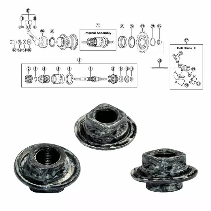 SHIMANO 3-V (SG-3C40), kulkon med dammskydd - Baknav Shimano 3-v - 64320 - 1