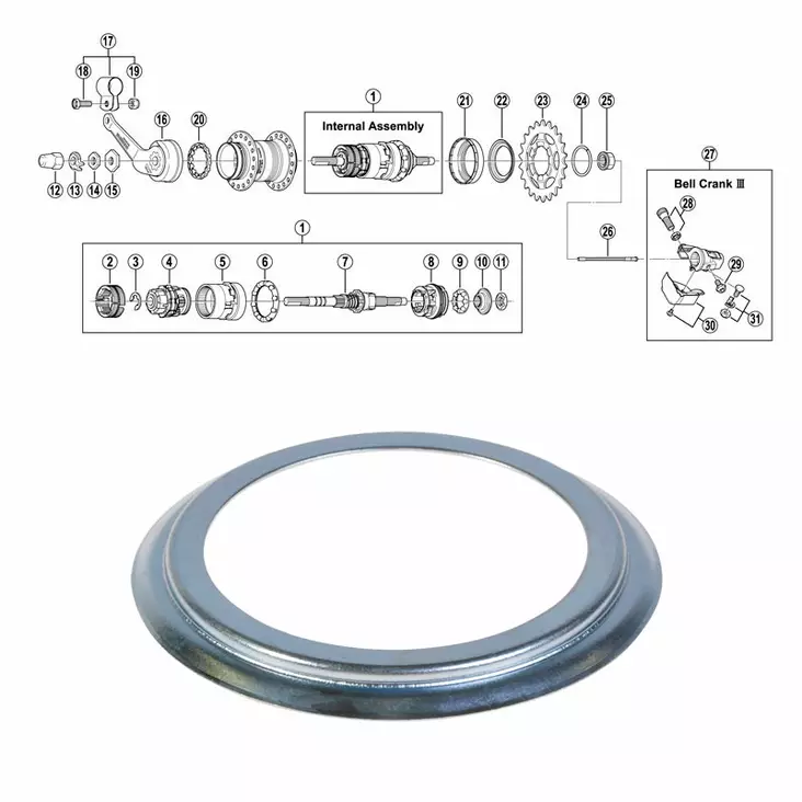 SHIMANO 3-V (SG-3C40), dammskydd B höger - Baknav Shimano 3-v - 64340 - 1