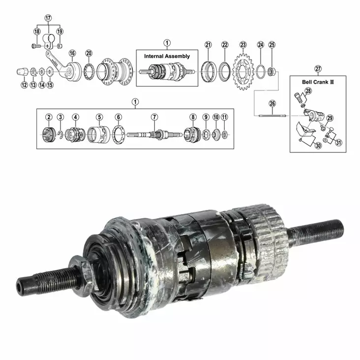 SHIMANO 3-V (SG-3C40), intern monteringssats - Baknav Shimano 3-v - 64300 - 1