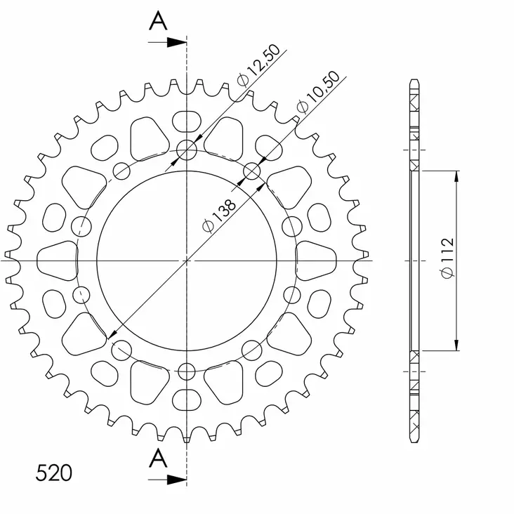 Supersprox Alu Rear sprocket HO/YA Black 42 - MC Bakdrev - 27-3-1303-42-0 - 0