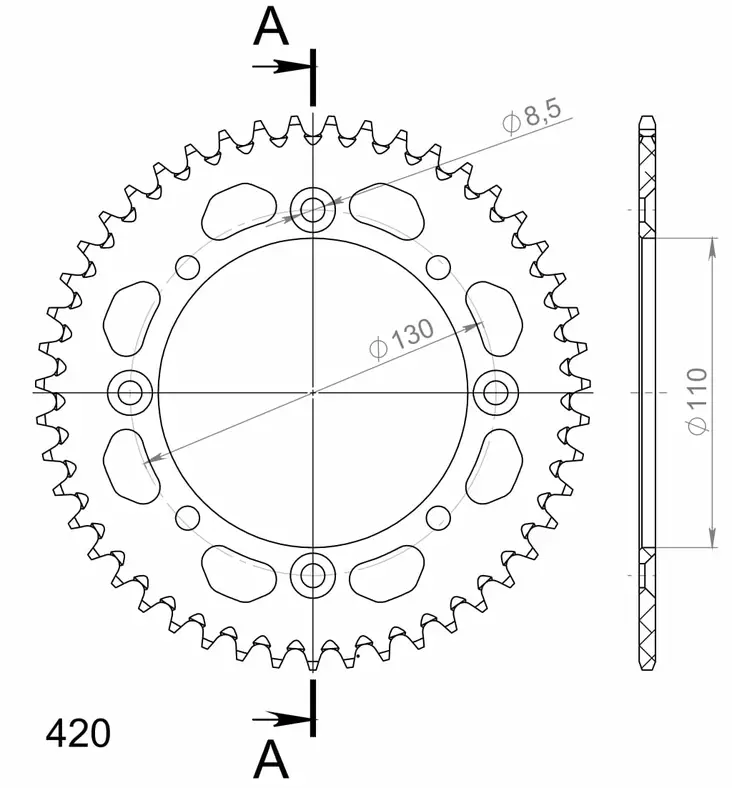 Supersprox Alu Rear sprocket KA/SU KX65 00-/RM65 03-05 Black 47 - MC Bakdrev - 27-3-455-47-0 - 1