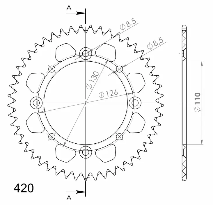 Supersprox Alu Rear sprocket KA/SU KX65 00-/RM65 03-05 Black 48 - MC Bakdrev - 27-3-455-48-0 - 1