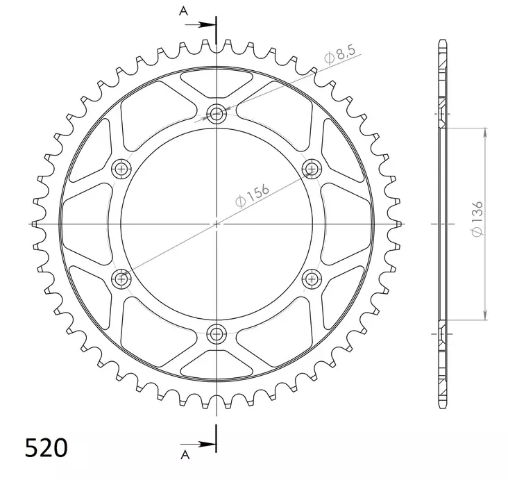 Supersprox Steel Rear sprocket Beta/GasGas/Husqv. Black 50 - MC Bakdrev - 27-2-1512-50 - 1