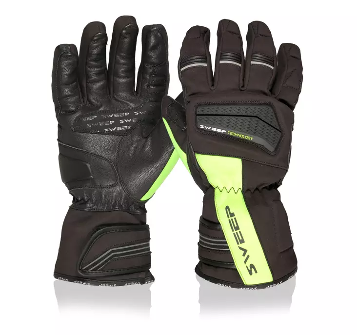 Skinnhandskar Sweep Tourer vattentät, svart/gul - MC handskar - 534-8006-0 - 1