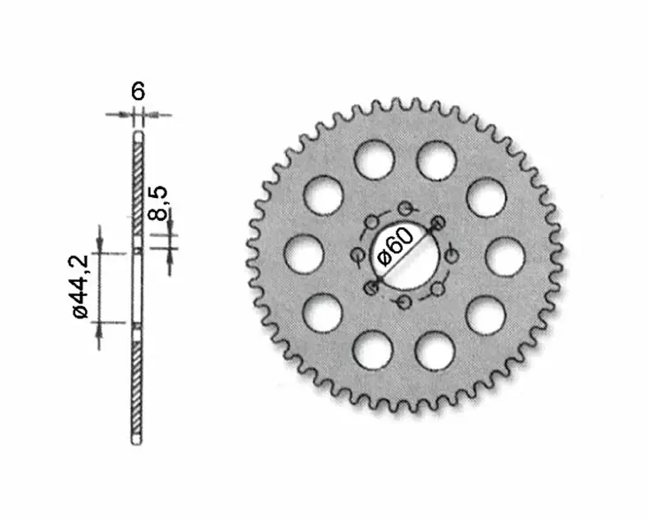 Bakdrev FORTE 46t: MBK X-Limit,Yamaha DT50 98-03 - Bakhjul - 73820 - 1