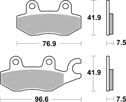 SBS Bromsklossats Dual Sinter 1 955DS-1 - MC Bromsbelägg - 23-955DS-1 - 2