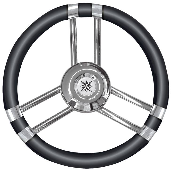 Osculati Steer.wheel C SS/black 350mm - Rattar - M45-137-01 - 1