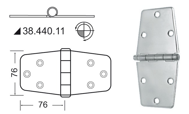SS hinge 152x76 - Däcksbeslag och tillbehör - M38-440-11 - 1