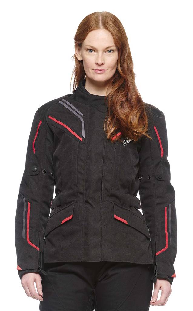 MC jacka Sweep Voyage 2 för damer, vattentät, svart/röd - MC jackor - TJVOYA2-01 - 1