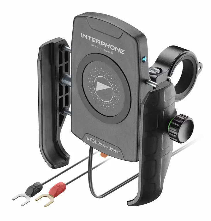 Interphone Wireless trådlös laddning, Telefonhållare 65-90mm, för 12-32mm styren - MC Mobil och tablet tillbehör - 297-2332-1 - 1
