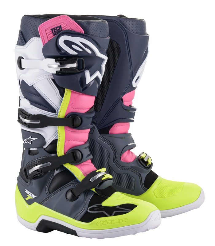 Alpinestars crosstövel Tech 7 blå/sv/flu gul/rosa - Crosstövlar - D378301 - 2