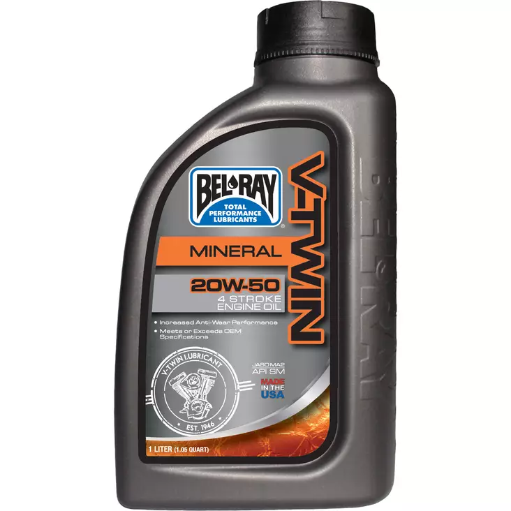 Bel-Ray V-Twin 20W-50 Mineral Engine Oil 1L - 4-T Motoroljor - 55-900-001 - 1