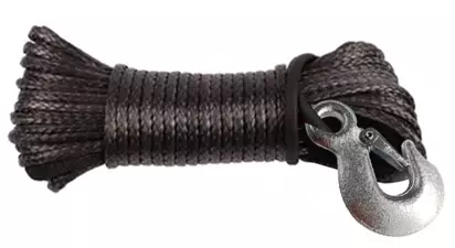 Bronco Syntetiskt rep med krok 6,0 mm x 20 m svart brytstyrka 5000 kg - ATV vinschar linor och vajer - 73-12161 - 1