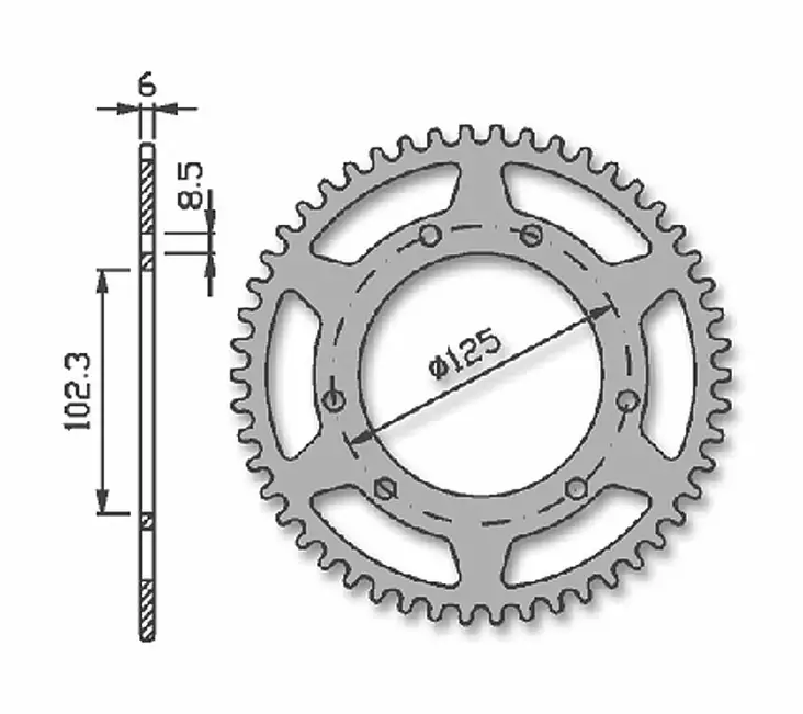 Forte Bakdrev, 53 tänder (420), Ø102mm, Derbi Senda DRD Pro,Racing - Bakhjul - 27-70481 - 1