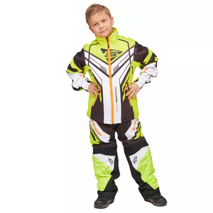 Skoterbyxor Sweep Racing Division 2.0 Barn, svart/vit/gul/orange - Skoterutrustning för barn - 537-2073-1 - 1