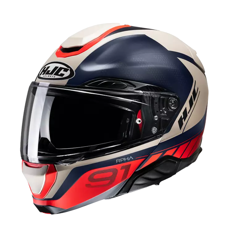 Motorcykelhjälm HJC RPHA 91 Rafino, vit/blå/röd MC1SF - MC öppningsbara och öppna hjälmar - 630-23041 - 1