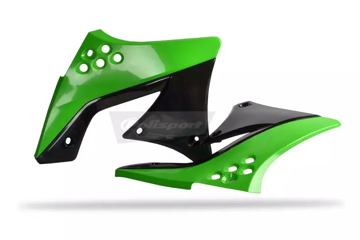 Polisport kylarskydd Kawasaki KX250F(09-12) OEM-färg, Grön 05/Svart - Motocross kylargaller - 176-8412800001 - 1