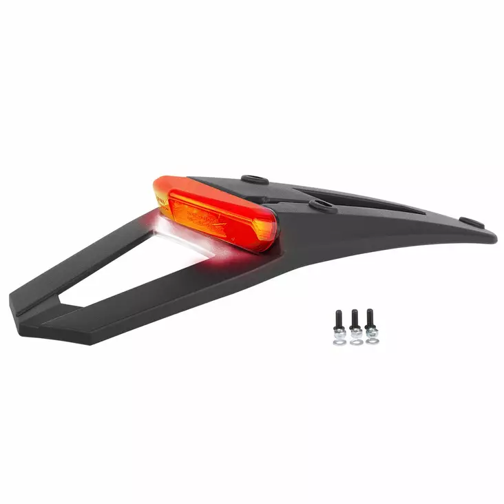Polisport spoiler bakskärm med homologerad LED-registreringsskyltlampa RSP 3.0, Svart - Motocross framlampor - 179-8571100001 - 1