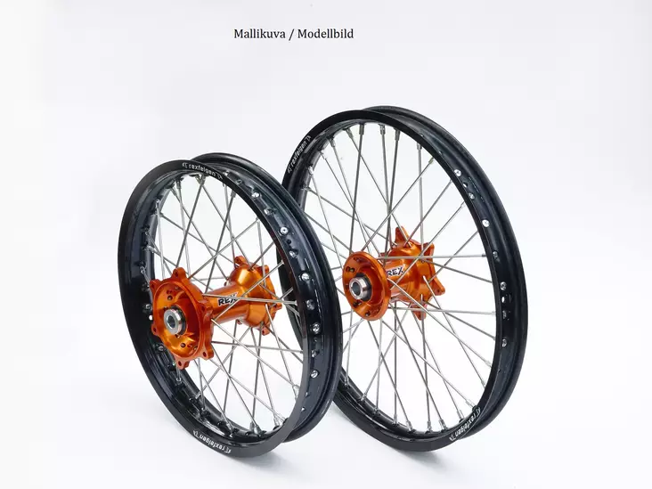 REX WHEELS 21-1,60 CR125/250-CRF250/450 95-.. SVART FÄLG/SILVER NAV 20MM - Motocross fälgsats - 540-2000031 - 1