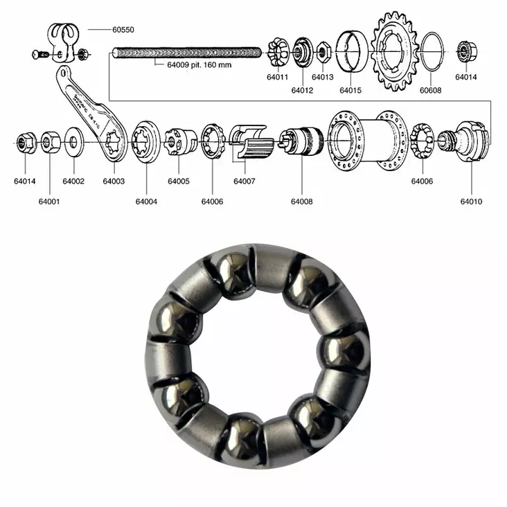SHIMANO 1-V (CB-E110), kulring A - Baknav Shimano 1-v - 64011 - 1