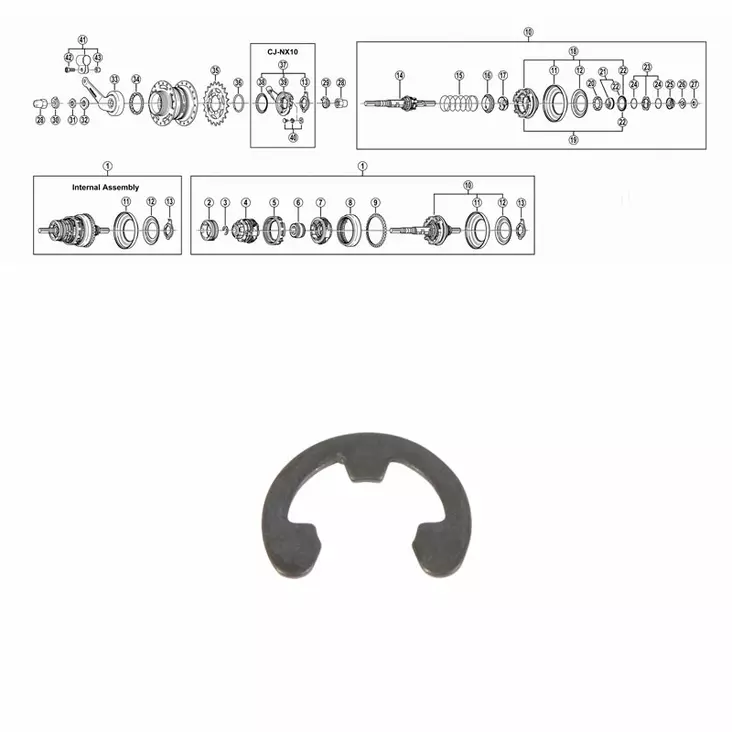SHIMANO NEXUS 7-V (SG-7C25), Låsclips D:9mm - Baknav Shimano 7-v - 64261 - 1
