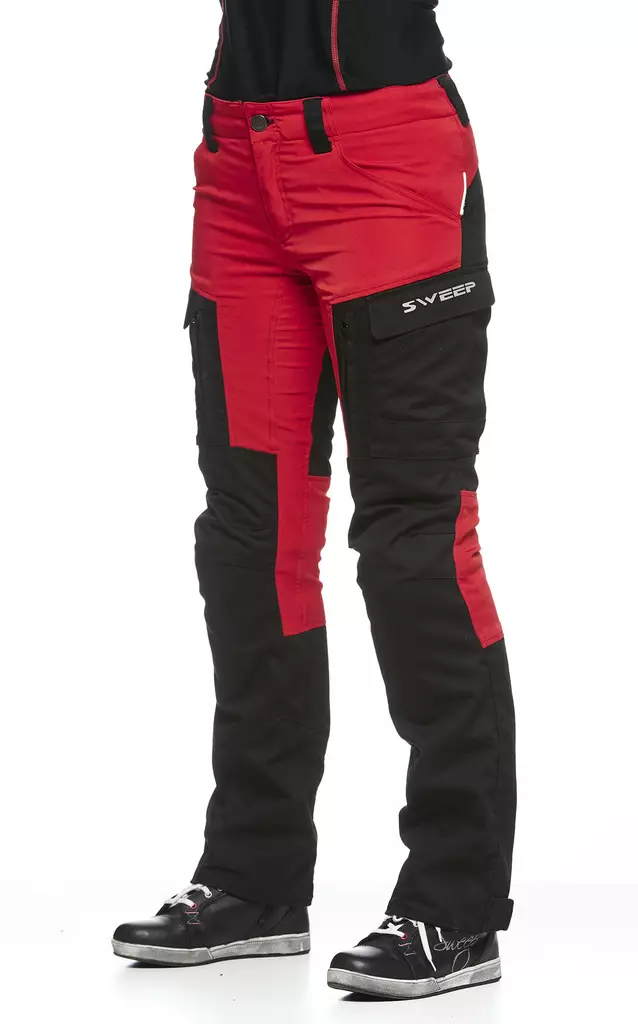 MC byxor Sweep Chief för damer, aramid förstäkt, svart/röd - MC byxor - TTCHIFL-01 - 1