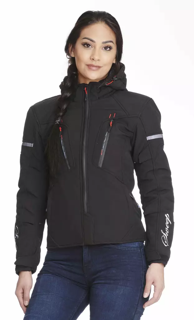 Sweep Flawless dam mc softshell jacka, svart/rÃ¶d - MC jackor - TJFLAW-01 - 1