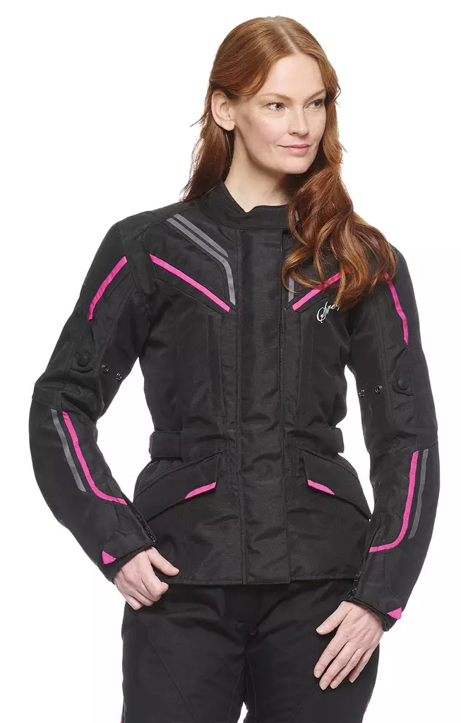 MC jacka Sweep Voyage 2 för damer, svart/rosa - MC jackor - TJVOYA2-001 - 1