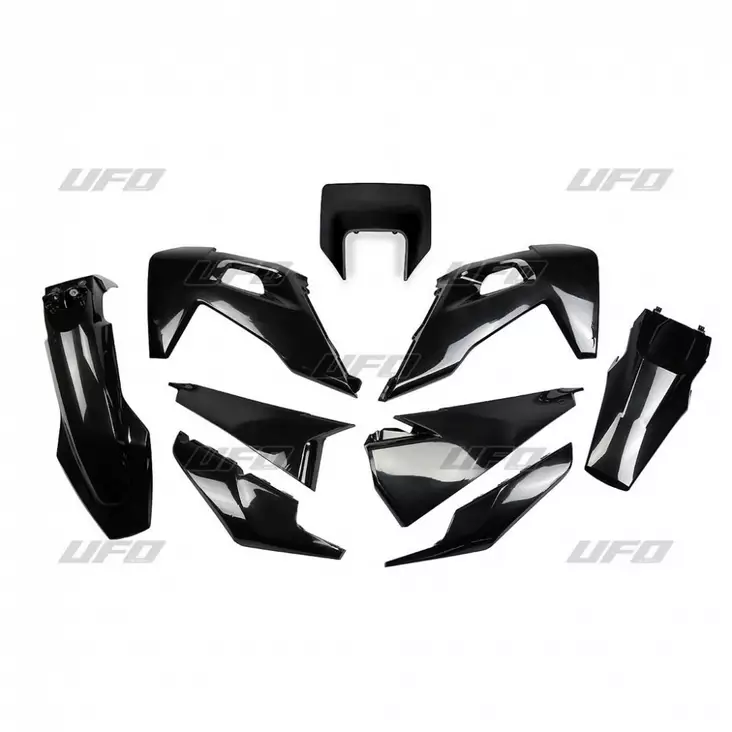 UFO Plastkit 5-delar Svart 001 HVA TE/FE 125-501 20- - Motocross plastsats - 650-K623-001 - 1