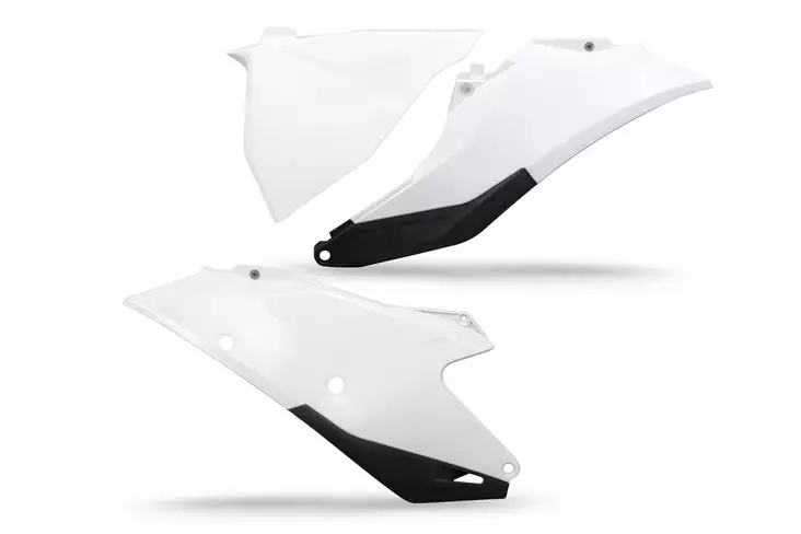 UFO Sidopanel + luftfilterlock vä, GasGas MC125-450 + EC250-350 2021- Vit 041 - Motocross sidopanel - 650-7129-041 - 1
