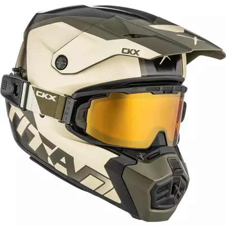 CKX Kypärä Titan AMS Nunavut Beige/Vihreä Matta + Ajolasit - Snöskoterhjälmar - 58-27002 - 1