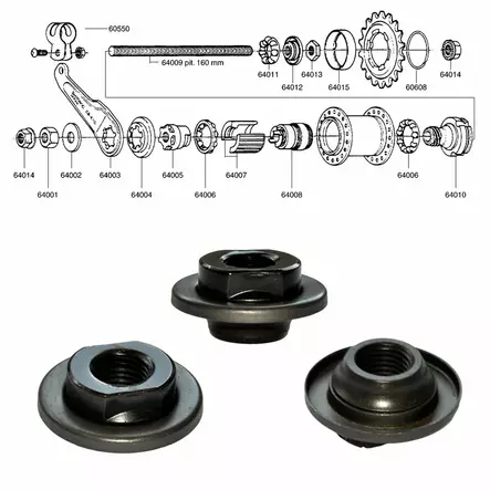 SHIMANO 1-V (CB-E110), kona med dammskydd - Baknav Shimano 1-v - 64012 - 1