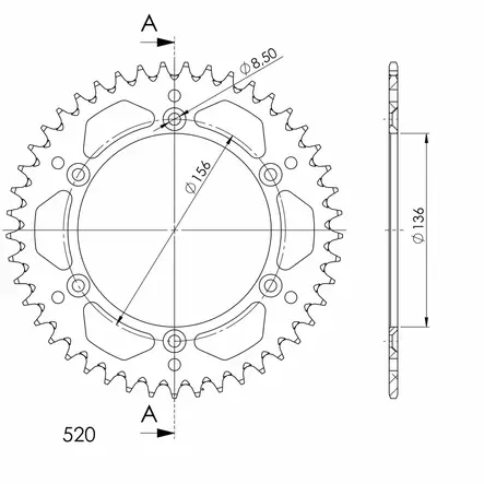 Supersprox Alu Rear sprocket Husqv. Red 45 - MC Bakdrev - 27-3-1512-45-2 - 0