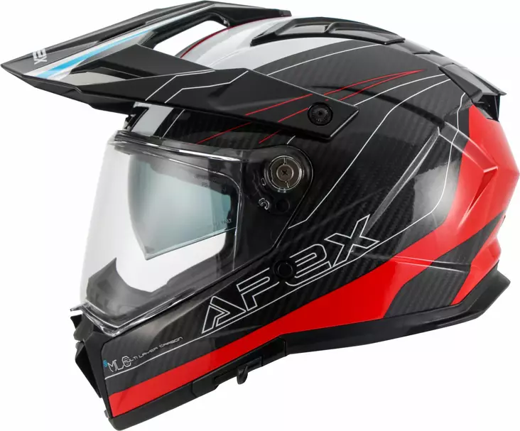 MC-hjälm APEX AC500 Carbon Sahara, glansig vit/röd/blå - Adventure-hjälmar - 700-25022 - 1