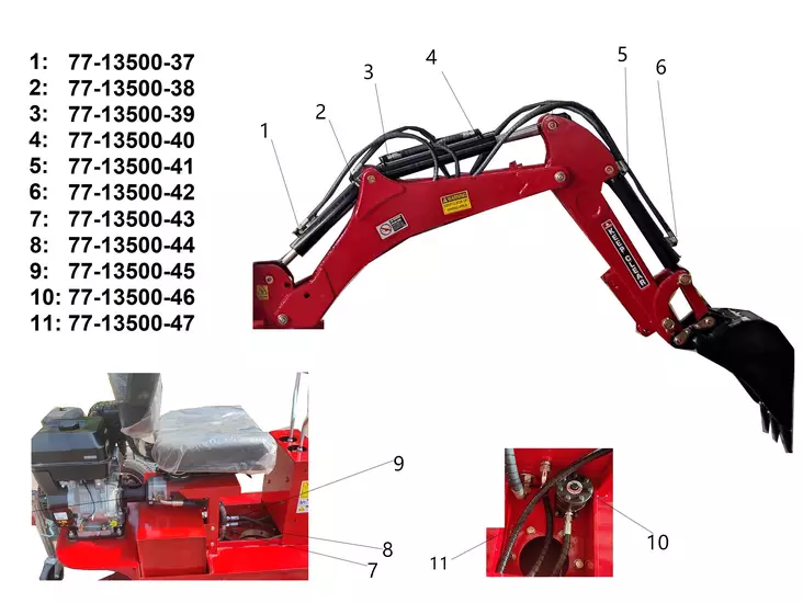 Bronco Hydraulslang Skopa främre 77-13500 - Arbetsmaskinernas reservdelar - 77-13500-42 - 0