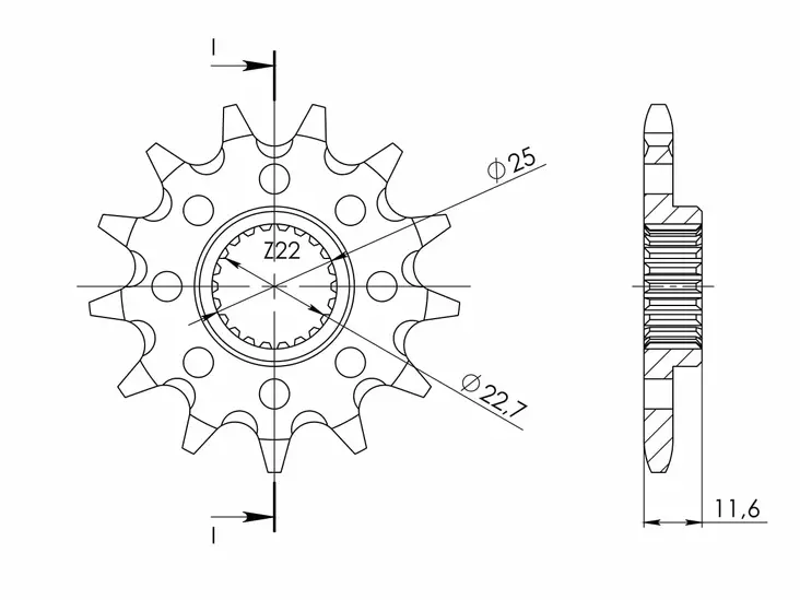 Supersprox / JT Front sprocket 3221.12 - MC Framdrev - 27-1-3221-12 - 1