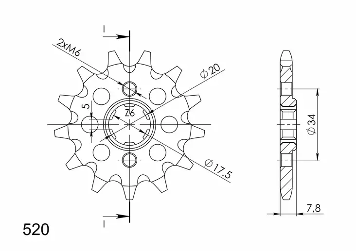 Supersprox / JT Front sprocket 327.12 - Motocross framdrev - 27-1-327-12 - 1